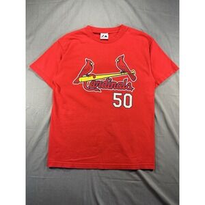Vintage Majestic St Louis Cardinals Men's M Shirt Adam Wainright #50 Graphic